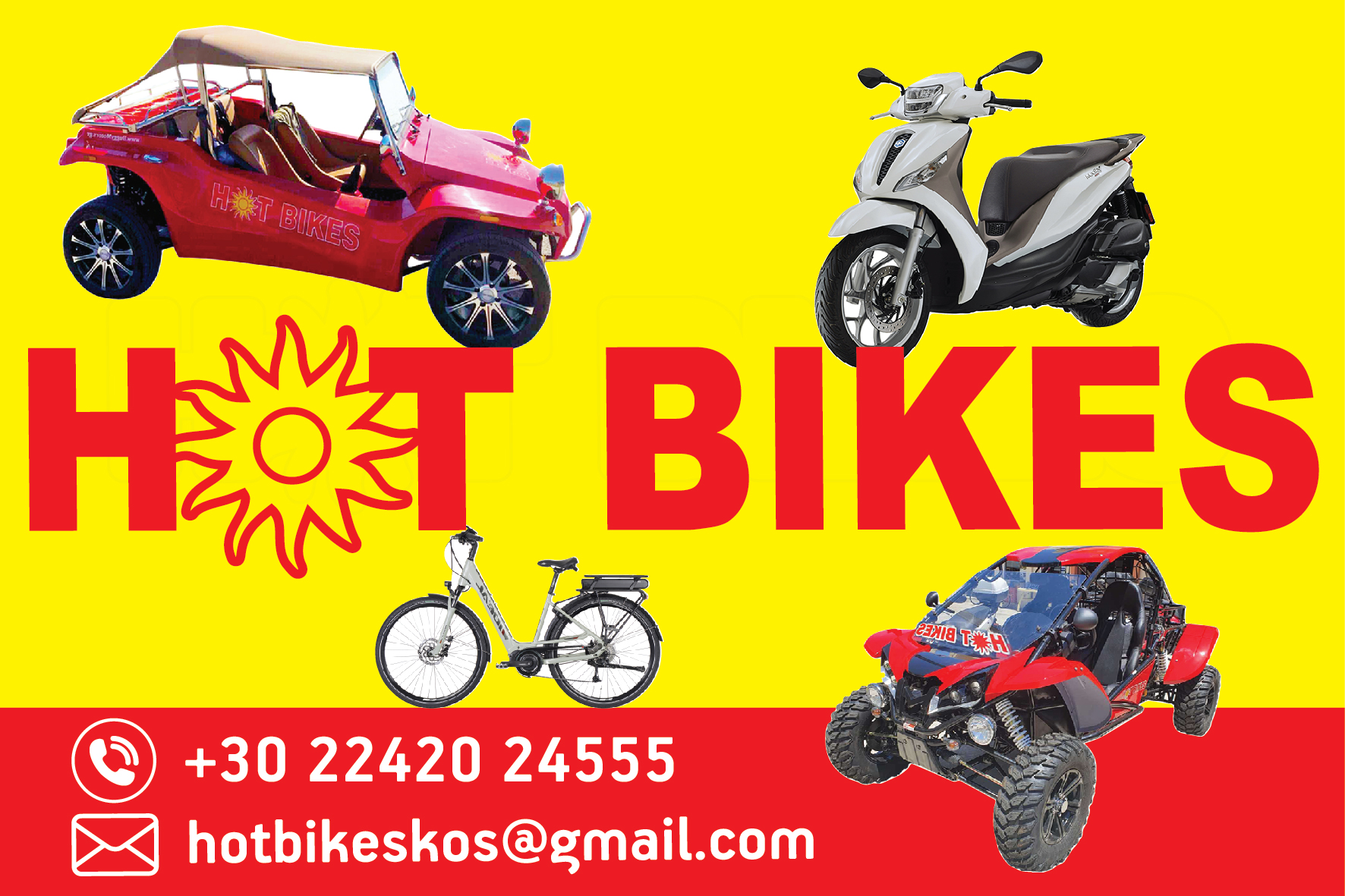 Hot Bikes rents the most suitable motos for your holidays. Hot Bikes offers scooters, mega scooters,